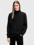 AllSaints Kilburn Wool Blend Half Zip Jumper, Black Nearly Black