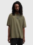 AllSaints Bones Cotton Loose Fit Short Sleeve Logo T-Shirt, Green Mid