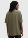 AllSaints Bones Cotton Loose Fit Short Sleeve Logo T-Shirt, Green Mid