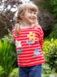 Frugi Kids' Tori Applique Top, Stripe/Flowers