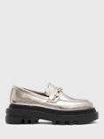 AllSaints Alexia Leather Chain Chunky Loafers, Mid Grey