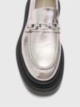 AllSaints Alexia Leather Chain Chunky Loafers, Mid Grey