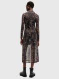 AllSaints Hanna Mesh Leopard Print Midi Dress, Jinx Golden Brown