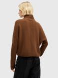 AllSaints Ines Funnel Neck Cashmere Wool Blend Jumper, Sugar Brown