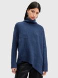 AllSaints Lock Wool Blend Roll Neck Jumper, Midnight Blue