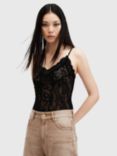 AllSaints Monica Lace Bodysuit, Black