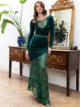 HotSquash Asymmetric Sequin Embroidery Mermaid Fit Dress