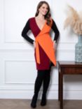 HotSquash Trench Colour Block Wrap Mini Dress, Orange/Wine