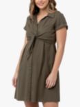 Ripe Colette Tie Up Linen Blend Maternity Dress, Olive