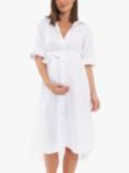 Ripe Molly Linen Blend Shirt Maternity Dress, White