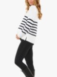 Ripe Hanna Stripe Nursing Wool Blend Knit Top, White/Navy