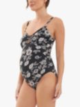 Ripe Trina Floral Maternity Swimsuit, Black/Natural