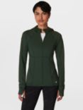 Sweaty Betty Pro Run Zip Up Hooded Top, Trek Green