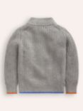 Mini Boden Kids' Heritage Half-Zip Knitted Jumper, Grey Marl