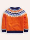 Mini Boden Kids' Eleanor Fair Isle Jumper, Teracotta Orange