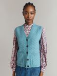 Ghost Brettia Wool Blend Sleeveless Cardigan, Blue