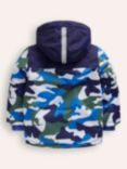 Mini Boden Kids' All-Weather Waterproof Jacket, Greek Blue Camo