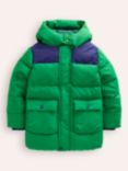 Mini Boden Kids' Fleece Lined Puffer Coat, Highland Green