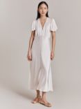 Ghost Grace Bias Cut Satin Midi Dress, Ivory