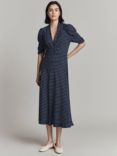 Ghost Madison Spot Dress, Navy/Ivory