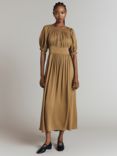 Ghost Anouk Shirred Midi Dress, Ochre