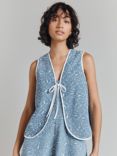 Ghost Juliet Embroidered Denim Waistcoat, Blue/White