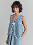 Ghost Juliet Embroidered Denim Waistcoat, Blue/White