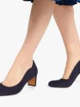 Jones Bootmaker Zoey Suede Scallop Heeled Courts, Navy