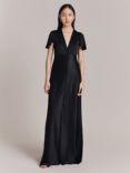 Ghost Delphine Bias Cut Satin Maxi Dress, Black