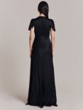 Ghost Delphine Bias Cut Satin Maxi Dress, Black