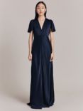 Ghost Delphine Bias Cut Satin Maxi Dress, Navy