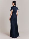 Ghost Delphine Bias Cut Satin Maxi Dress, Navy