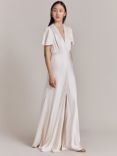 Ghost Delphine Bias Cut Satin Maxi Dress, Ivory