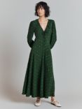 Ghost Alys Embroidered Spot Maxi Dress, Dark Green