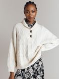 Ghost Tahlia Cable Knit Wool Blend Jumper, Ivory