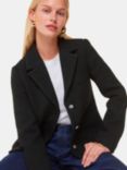 Whistles Classic Textured Wool Blend Jacket, Black