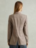 Reiss Dora Wool Blend Single Breasted Check Blazer, Beige/Multi