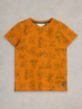 White Stuff Kids' Bike Print T-Shirt, Orange/Multi