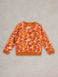 White Stuff Kids' Ned Camo Sweatshirt, Orange/Multi