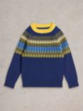 White Stuff Kids' Fairisle Wool Blend Jumper, Navy/Multi