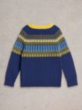 White Stuff Kids' Fairisle Wool Blend Jumper, Navy/Multi