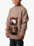 Angel & Rocket Kids' Ski Beaver Knit Jumper, Brown/Multi