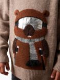 Angel & Rocket Kids' Ski Beaver Knit Jumper, Brown/Multi