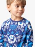 Angel & Rocket Kids' Winter Print Pyjamas, Navy/Multi