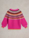 White Stuff Kids' Fair Isle Wool Blend Cardigan, Pink/Multi