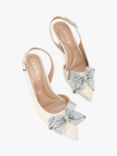 Carvela Regal Bow Leather Pointed Slingback Courts, Putty