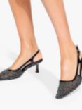 KG Kurt Geiger Alessia Embellished Mesh Pointed Slingbacks, Black