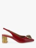 Kurt Geiger London Chelsea Patent Embellished Block Heeled Slingbacks, Red Bright