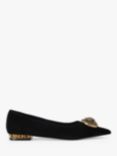 Kurt Geiger London Chelsea Suede Eagle Embellished Pointed Flats, Black