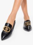 Kurt Geiger London Chelsea Leather Eagle Pointed Slip On Loafers, Black